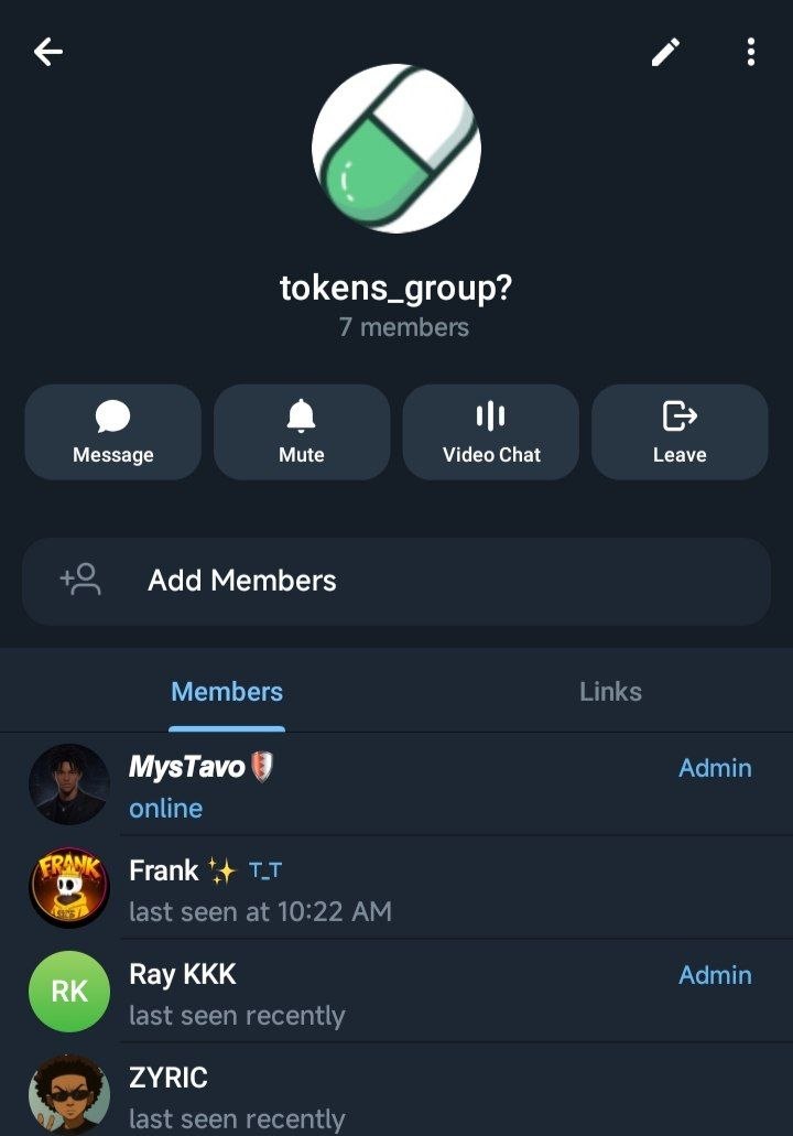 Tokens group — admin role